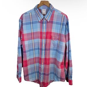SOLD — Brooks Brothers Madras Regent Button Down Shirt Size XL Cotton Plaid